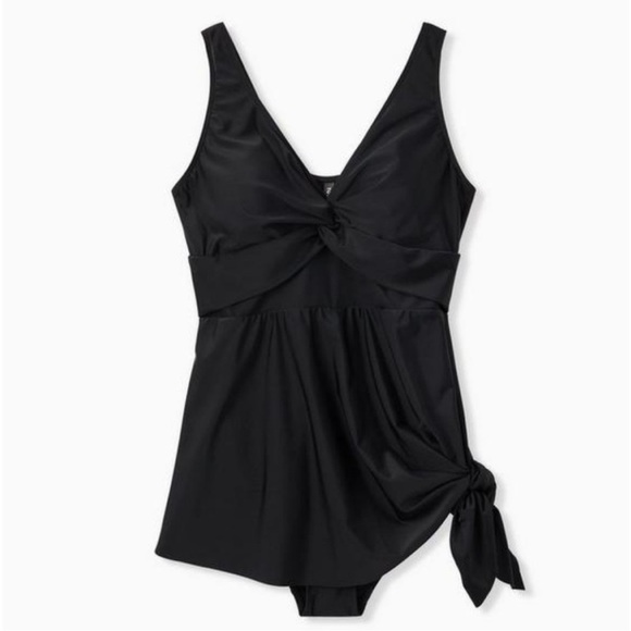 Torrid Asymmetrical Twist Front One-Piece Swim
Dress Black Plus Size 2X - Picture 1 of 16